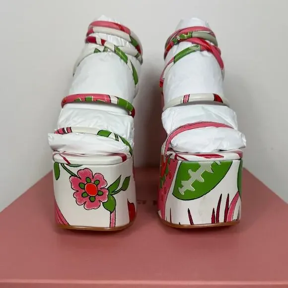 New Cult Gaia Hyte Platform Sandals in La Selva Floral Women's Size EU 39.5